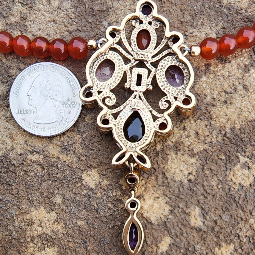 Nicky Butler Carnelian Amethyst Garnet Bronze Collection NB Necklace Designer - Picture 10 of 12
